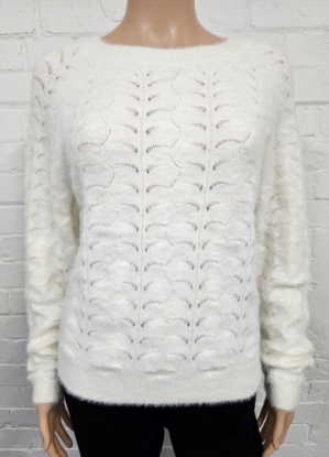 Jessica Graaf Cream Lacey Stitch Soft Jumper